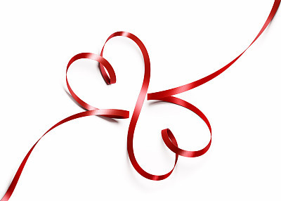 Red Silk Ribbon Forming Two Hearts