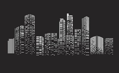 Building and City Illustration at night