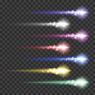 Light effect comets set vector illustration