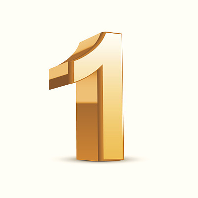 3d shiny golden number 1