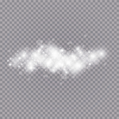 Glowing light effect with many glitter particles isolated on transparent background. Vector starry cloud with dust. Magic christmas decoration
