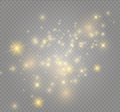 Dust on a transparent background.bright stars.The glow lighting effect