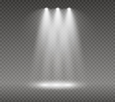 Set of golden glowing lights effects isolated on transparent background. Sun flash with rays and spotlight. Glow light effect. Star burst with sparkles