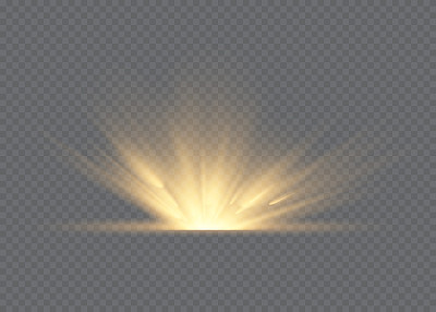 Light flare special effect with rays of light and magic sparkles. Glow transparent vector light effect set, explosion, glitter, spark, sun flash.