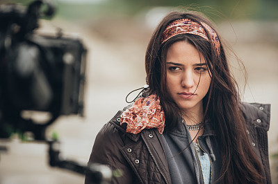 Behind the scene. Actress in front of the camera