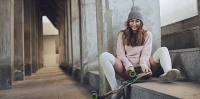 Woman with skate