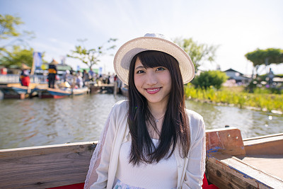 Young woman in sightseeing boat