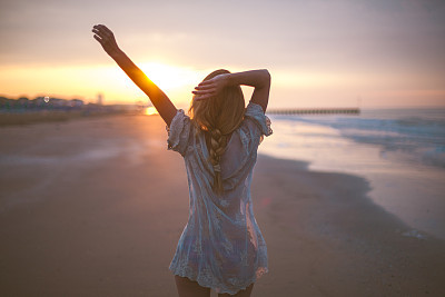 Dreamy girl  on beach