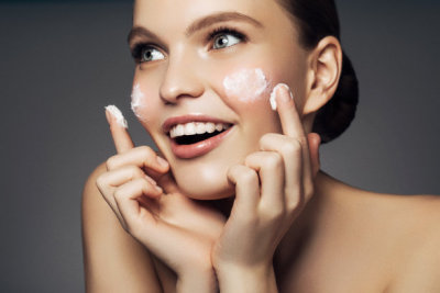 Girl inflicting cream