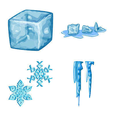 isolated object frost and water icon set of