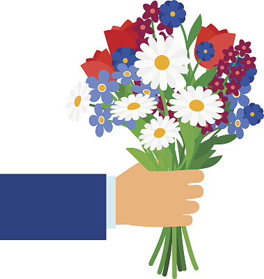 Bouquet in businessman hand