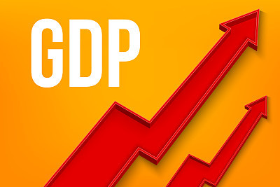 Creative vector illustration of GDP - gross domestic product text with 3d arrow financial growth, graphic grow banner background. Art design business template. Abstract concept graphic element