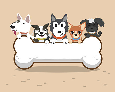 Cartoon dogs with big bone
