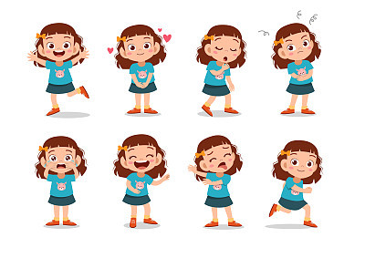 kid child expression vector illustration set bundle