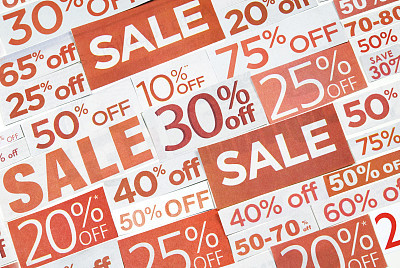 Sale signs, newspaper and flyers clippings - XIII