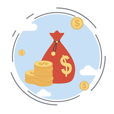 Money bag, financial investment, wealth accumulation vector concept