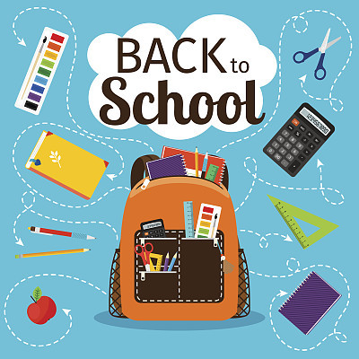 Back to school poster with backpack