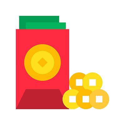 Red envelope vector, Chinese lunar new year flat style icon