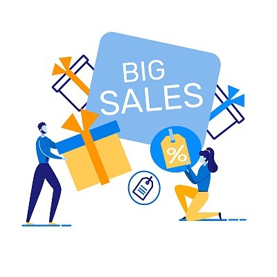 Advertising Poster Inscription Big Sales Flat.