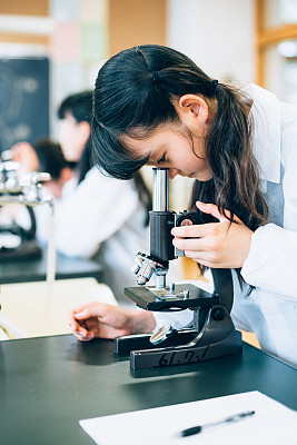 Japanese Female Student in Science Class