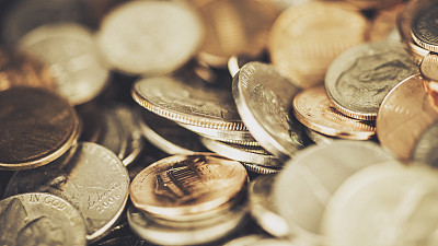 American currency coins background