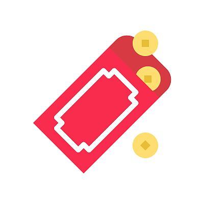 Red envelope vector, Chinese New Year related flat style icon