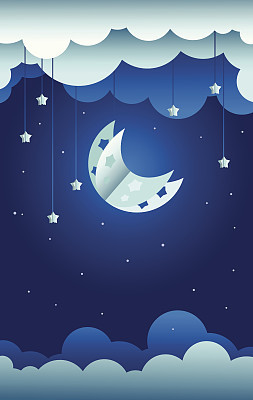 Moon and stars paper decoration