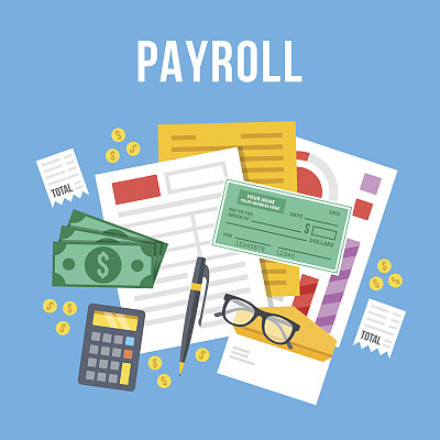 Payroll, invoice sheet flat illustration. Top view. Flat vector illustration