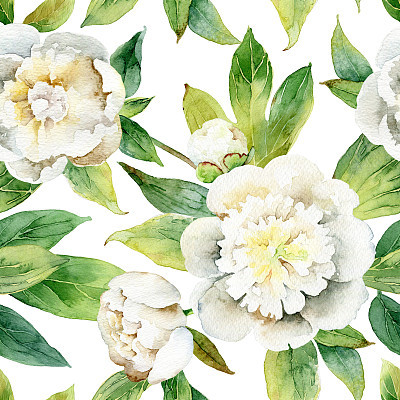 Seamless floral pattern with peonies