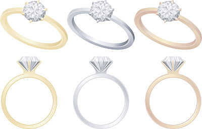 Set of engagement rings in different tones