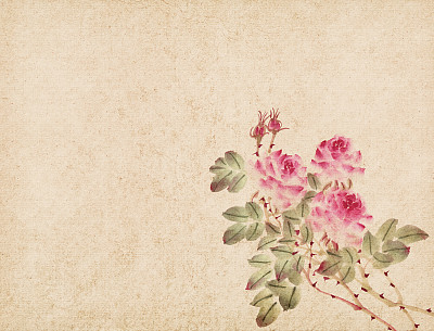 Chinese rose,Traditional chinese ink painting