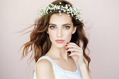 Beautiful woman on light background
