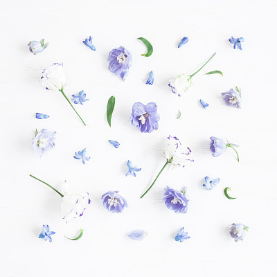 Flat lay Pattern made of lilac flowers