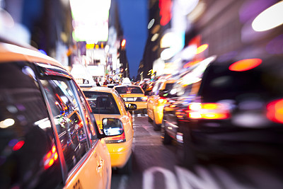 Times Square in motion at night