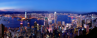 Amazing night view of Hong Kong bay in 2010