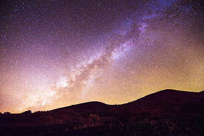 Mauna Kea Milky Way Night Sky Mountain Silhouette Kona Hawaii