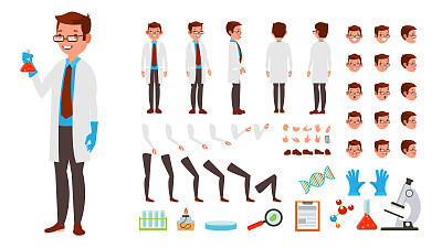 Animated Scientist Character Creation Set