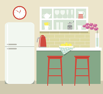 flat kitchen retro