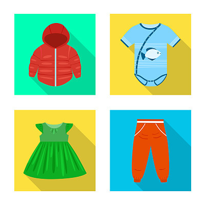 isolated object fashion and garment logo set