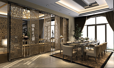 Chinese Style Dining Room Interior