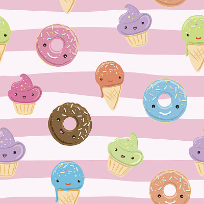 Cute seamless pattern with sweets
