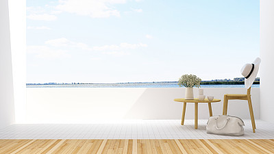relax balcony in hotel - 3D Rendering