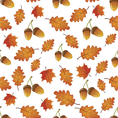 Seamless pattern with acorns and leaves