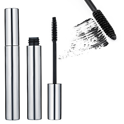 black mascara, false eyelashes