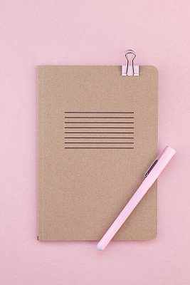 Flat lay of woman workspace desk