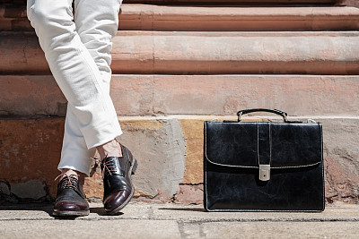 Stylish male person wearing trendy shoes