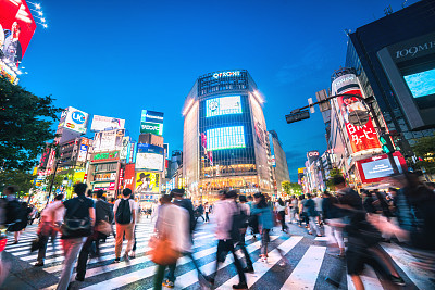 famous crossroad in Shibuya , Tokyo, Japan