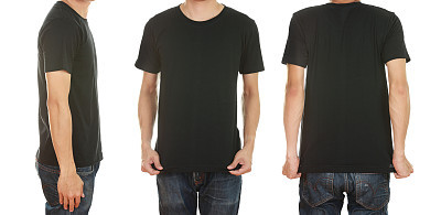 man with blank t-shirt