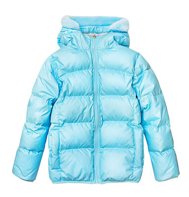 Blue outwear winter jacket isolated on white.