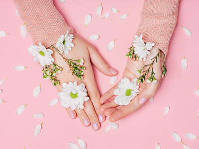 Gentle photo of beautiful female hands